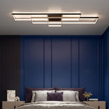 Modern LED ceiling light with black frame and linear rectangular LED panels