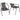 Two outdoor dining chairs with dark mesh upholstery and curved armrests, metal legs