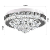 Crystal ceiling lamp: 40cm wide, 20cm drop; clear crystals on chrome ring