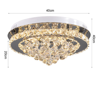 Crystal ceiling lamp: 40cm wide, 20cm drop; gold-toned ring with clear crystals