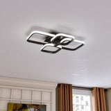 Modern LED square semi-recessed ceiling light in white finish with dark side housings