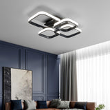 Modern LED square semi-recessed ceiling light with white frame and dark inner panels