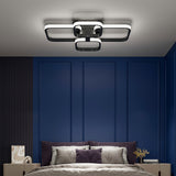 Modern LED square semi-recessed ceiling light, black center and white rectangular trims