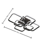 LED semi-flush ceiling light angled dimensions: 58cm and 73cm, interlocking rectangular frames