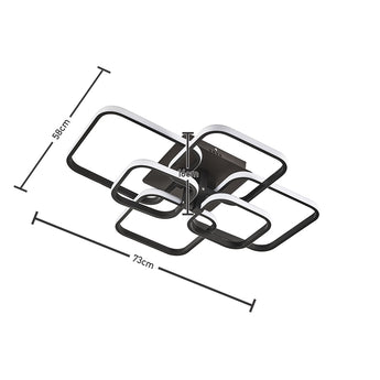 LED semi-flush ceiling light angled dimensions: 58cm and 73cm, interlocking rectangular frames