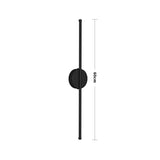 Black linear LED wall sconce with round wall plate and vertical bar