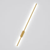 100cm LED strip wall lamp, isolated gold vertical bar with oval center mounting