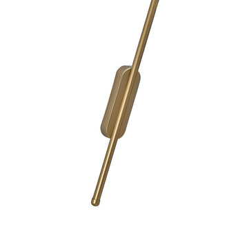 Close-up of 100cm LED strip wall lamp: gold oval bracket on a slim vertical bar