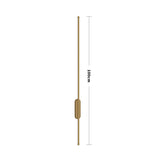 100cm LED strip wall lamp dimensions: slim gold bar with oval wall mount, 100cm height