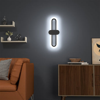 Schwarze ovale LED-Wandleuchte mit Acryl-Schirm, kaltweißes Leuchten