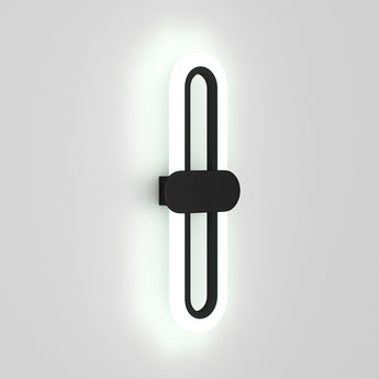 Schwarze LED-Wandleuchte mit ovalem Acryl-Schirm, weißes LED-Licht