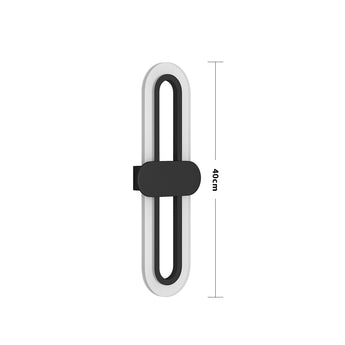 Maßangabe zur schwarzen ovalen LED-Wandleuchte mit Acryl-Schirm (Höhe: 100 cm)