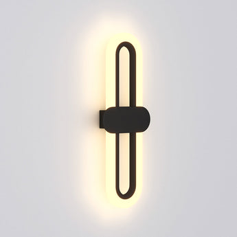 Schwarze ovale LED-Wandleuchte mit Acryl-Schirm, warmweißes Licht