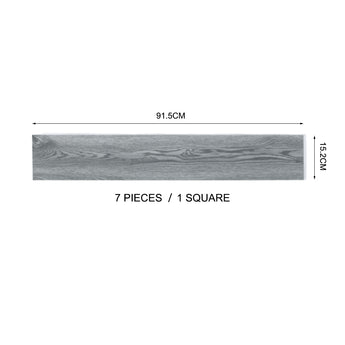 Maße: grau PVC-Holzplanke 91,5×15,2 cm, 7-teilig pro Quadrat