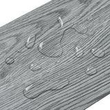 Nahaufnahme: grau PVC-Holzplanke mit Holzmaserung und Struktur