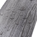 Dark grey woodgrain surface with water droplets for moisture resistance, PVC
