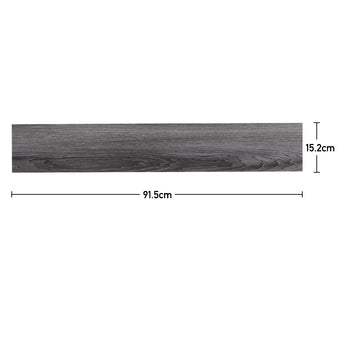 Dark grey woodgrain self-adhesive PVC plank, size 91.5 cm x 15.2 cm