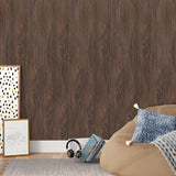 Dark brown woodgrain PVC laminate planks for self-adhesive flooring