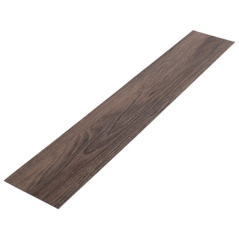 Dark brown woodgrain PVC laminate plank strip, peel-and-stick