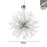 Hängeleuchte Sputnik: 45 cm, 8 Lampen, silberner Metallstern, Deckenhalterung
