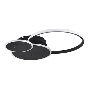 Black starry sky LED ceiling light with circular rings and disc panels