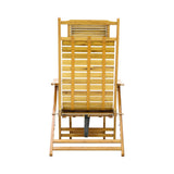 Bamboo recliner lounge chair, rear view with reclining frame