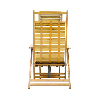 Bamboo recliner lounge chair, rear view with reclining frame
