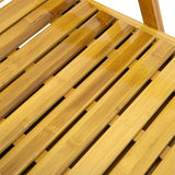 Close-up of bamboo recliner seat slats and wood grain