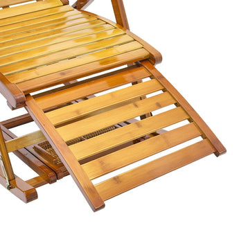 Bamboo-Liegesessel mit Sitz- und Rückenlatten, naturfarbenes Holz