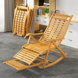 Foldable recliner lounge in bamboo, natural wood slatted seat and adjustable back