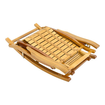 Bamboo reclinable mecedora plegable Natural, base plegable y listones del asiento