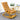 Bamboo rocking chair with beige padded cushion and natural wood recliner frame