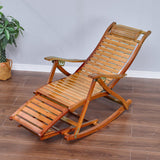 Bamboo reclinable mecedora plegable Brown, listones horizontales y respaldo inclinado