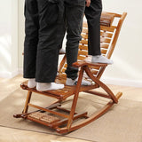 Faltbarer Rocking-Relaxsessel mit Rückenlehne und Schaukelsockel, naturfarbenes Holz