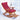 Bamboo reclinable mecedora plegable Brown con cojín rojo y reposapiés extensible