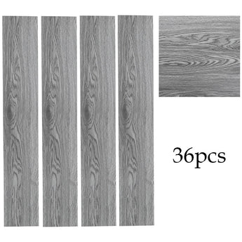 36pcs grey wood-effect PVC flooring planks, smooth finish