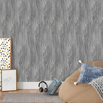 Grey wood-effect PVC flooring with smooth finish