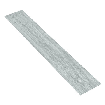 Gray wood-effect PVC flooring plank tile with realistic wood-grain pattern