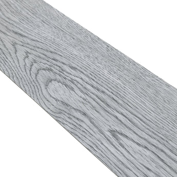 Wood-effect PVC self-adhesive flooring tile, light grey plank with dark line grain