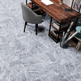 Brilliant grey stone-effect square floor tiles with detailed marble veining