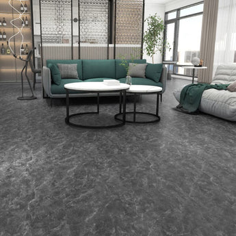 Brilliant grey stone-effect floor tiles with mottled texture and veining