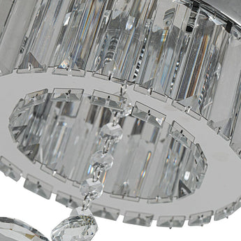 Crystal LED ceiling light prism ring with central dangling crystal drop pendant