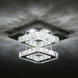 2-Tier Square Crystal ceiling light, two-tier glowing crystal design with chrome canopy