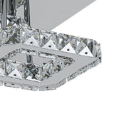 2-Tier Square Crystal ceiling light, faceted clear crystal panels on chrome frame