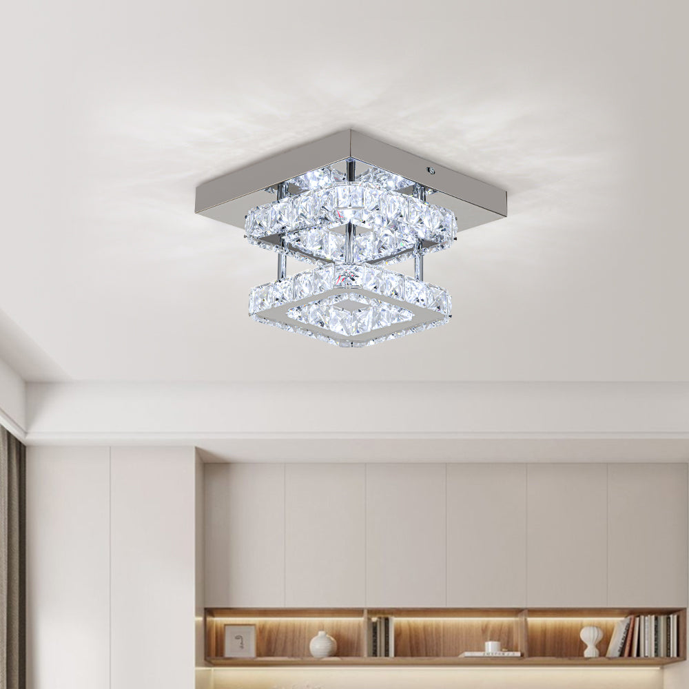 2 Tier Square Crystal Ceiling Light