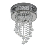 Crystal ceiling light with chrome mount and long dangling clear prism droplets