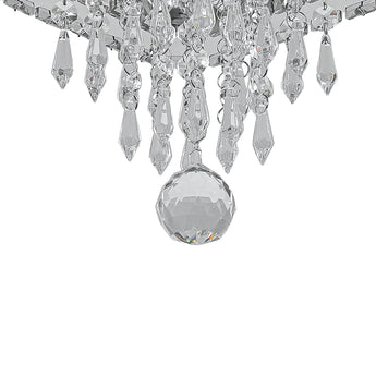 Faceted crystal globe pendant with surrounding hanging drops