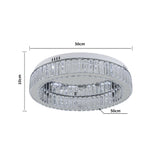 50cm round crystal ceiling light with clear bar-textured glass trim