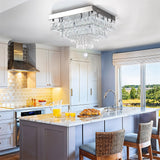 40W LED crystal ceiling light, rectangular canopy with dangling clear crystal droplets