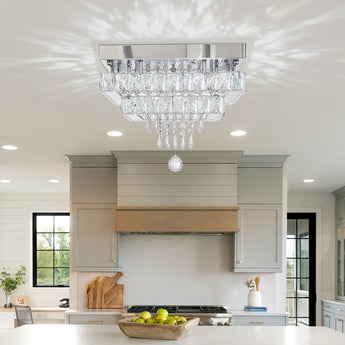 40W LED crystal ceiling light, clear droplet dangling prisms from double-layer design